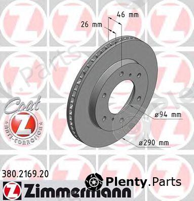  ZIMMERMANN part 380.2169.20 (380216920) Brake Disc