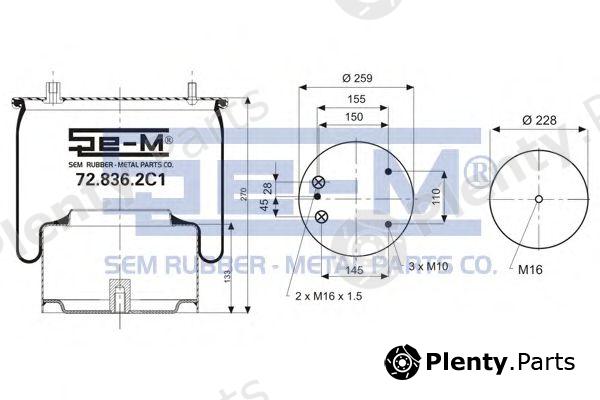  SEM LASTIK part 72.836.2C1 (728362C1) Boot, air suspension