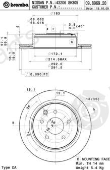  BREMBO part 09.8969.20 (09896920) Brake Disc