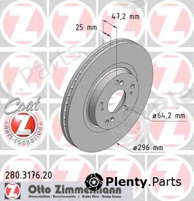  ZIMMERMANN part 280.3176.20 (280317620) Brake Disc