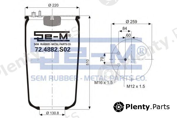  SEM LASTIK part 72.4882.S02 (724882S02) Boot, air suspension