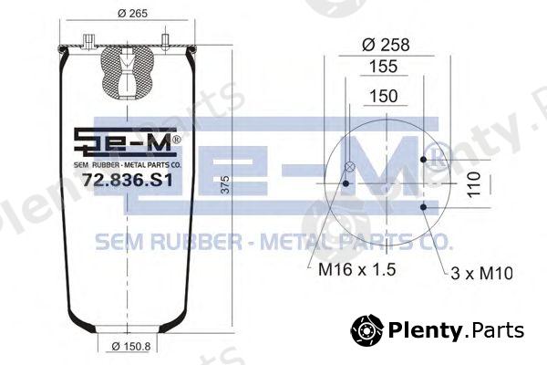  SEM LASTIK part 72.836.S1 (72836S1) Boot, air suspension