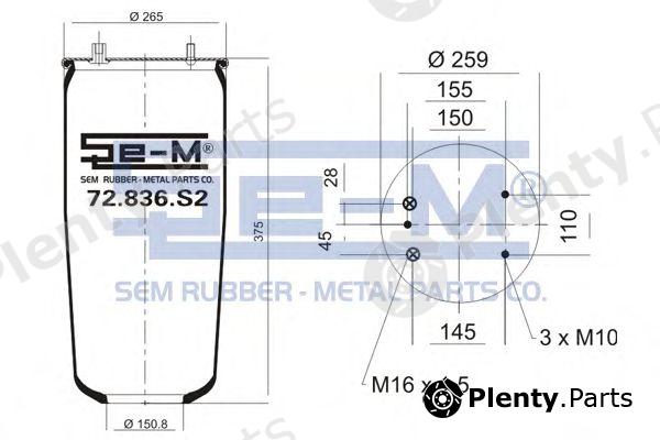  SEM LASTIK part 72.836.S2 (72836S2) Boot, air suspension