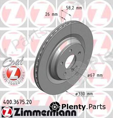  ZIMMERMANN part 400.3675.20 (400367520) Brake Disc