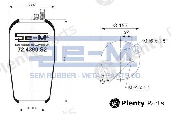  SEM LASTIK part 72.4390.S2 (724390S2) Boot, air suspension
