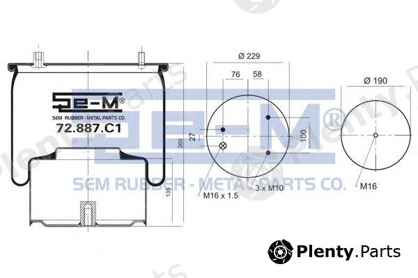  SEM LASTIK part 72.887.C1 (72887C1) Boot, air suspension