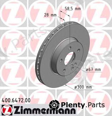  ZIMMERMANN part 400.6472.00 (400647200) Brake Disc