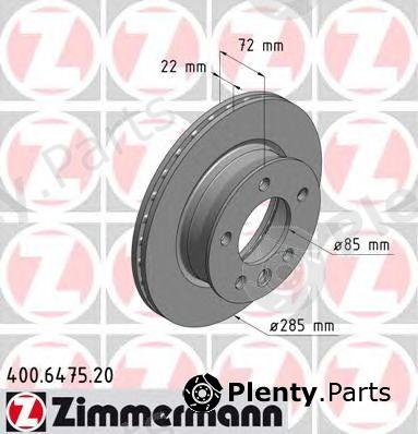  ZIMMERMANN part 400647500 Brake Disc