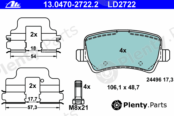  ATE part 13.0470-2722.2 (13047027222) Brake Pad Set, disc brake