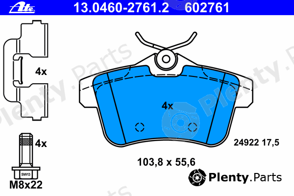  ATE part 13.0460-2761.2 (13046027612) Brake Pad Set, disc brake