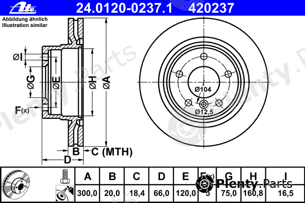  ATE part 24.0120-0237.1 (24012002371) Brake Disc