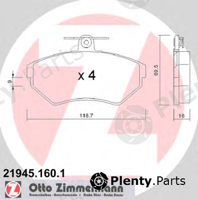  ZIMMERMANN part 21945.160.1 (219451601) Brake Pad Set, disc brake