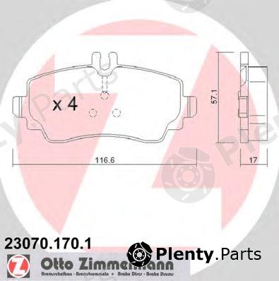  ZIMMERMANN part 23070.170.1 (230701701) Brake Pad Set, disc brake