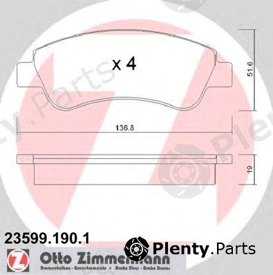  ZIMMERMANN part 23599.190.1 (235991901) Brake Pad Set, disc brake