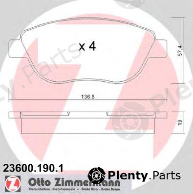  ZIMMERMANN part 23600.190.1 (236001901) Brake Pad Set, disc brake