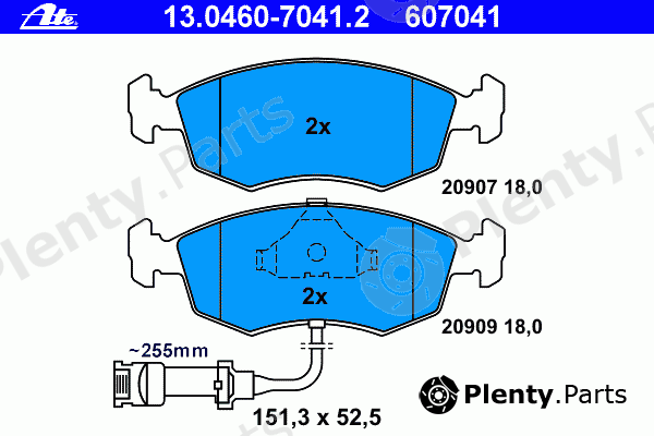  ATE part 13.0460-7041.2 (13046070412) Brake Pad Set, disc brake