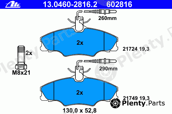  ATE part 13.0460-2816.2 (13046028162) Brake Pad Set, disc brake