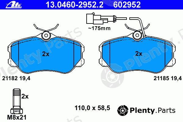  ATE part 13.0460-2952.2 (13046029522) Brake Pad Set, disc brake