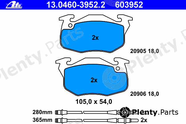  ATE part 13.0460-3952.2 (13046039522) Brake Pad Set, disc brake