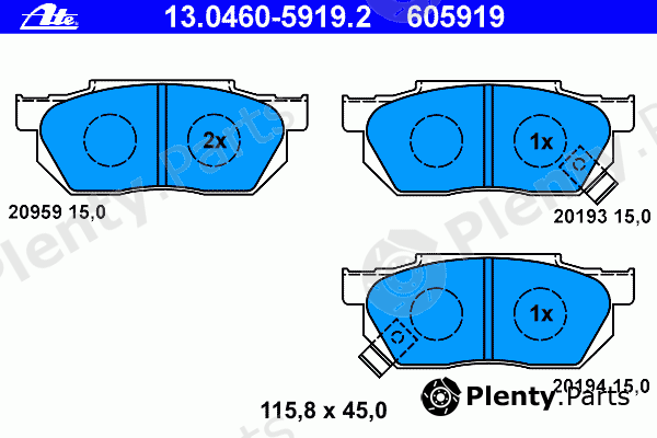  ATE part 13.0460-5919.2 (13046059192) Brake Pad Set, disc brake