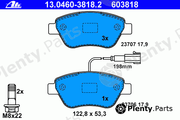 ATE part 13.0460-3818.2 (13046038182) Brake Pad Set, disc brake