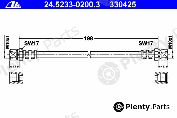  ATE part 24.5233-0200.3 (24523302003) Brake Hose