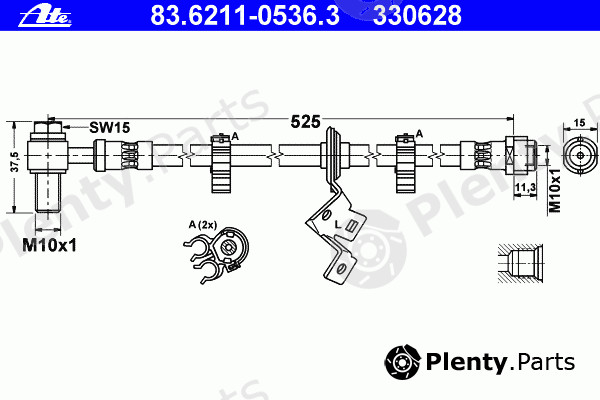  ATE part 83.6211-0536.3 (83621105363) Brake Hose
