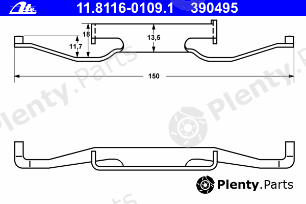  ATE part 11.8116-0109.1 (11811601091) Spring, brake caliper