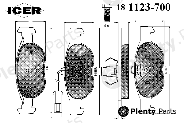  ICER part 181123-700 (181123700) Brake Pad Set, disc brake