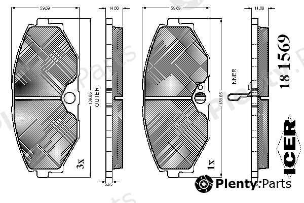  ICER part 181569 Brake Pad Set, disc brake