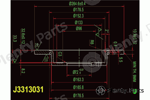  NIPPARTS part J3313031 Brake Disc
