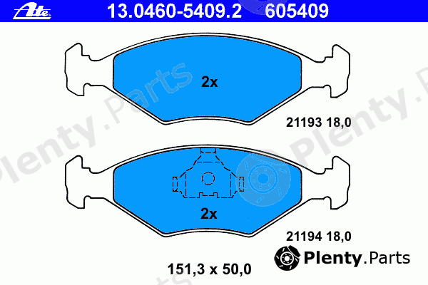  ATE part 13.0460-5409.2 (13046054092) Brake Pad Set, disc brake