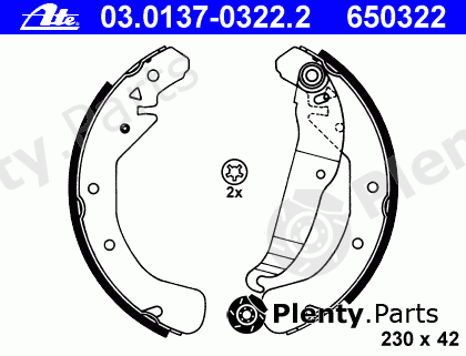  ATE part 03.0137-0322.2 (03013703222) Brake Shoe Set