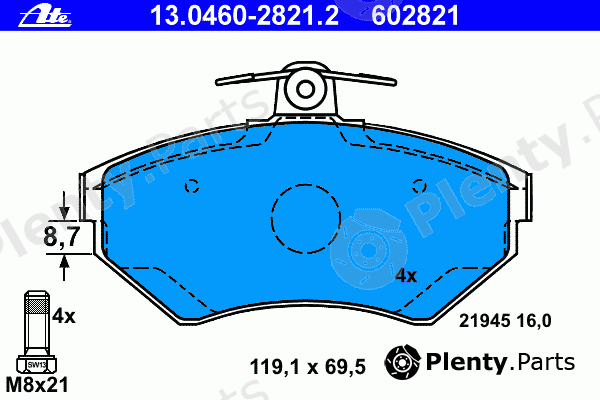  ATE part 13.0460-2821.2 (13046028212) Brake Pad Set, disc brake