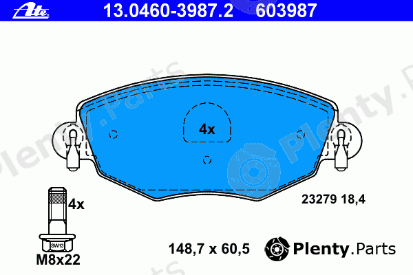  ATE part 13.0460-3987.2 (13046039872) Brake Pad Set, disc brake