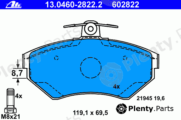  ATE part 13.0460-2822.2 (13046028222) Brake Pad Set, disc brake