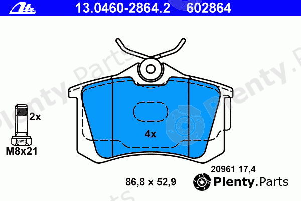  ATE part 13.0460-2864.2 (13046028642) Brake Pad Set, disc brake