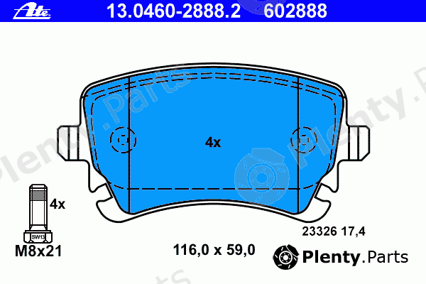  ATE part 13.0460-2888.2 (13046028882) Brake Pad Set, disc brake