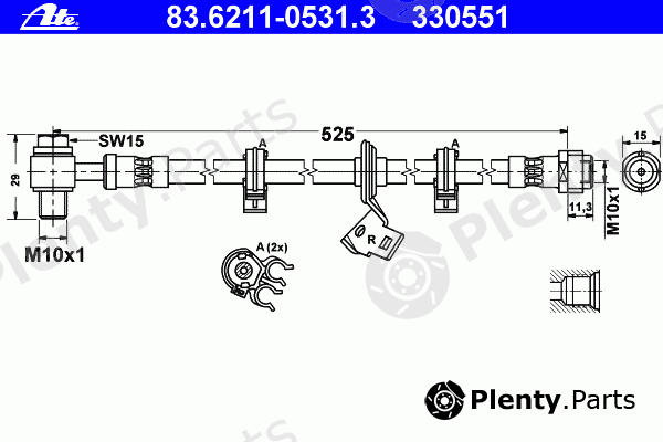  ATE part 83.6211-0531.3 (83621105313) Brake Hose