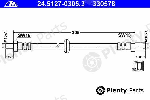  ATE part 24.5127-0305.3 (24512703053) Brake Hose