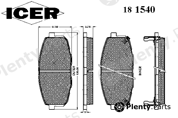  ICER part 181540 Brake Pad Set, disc brake