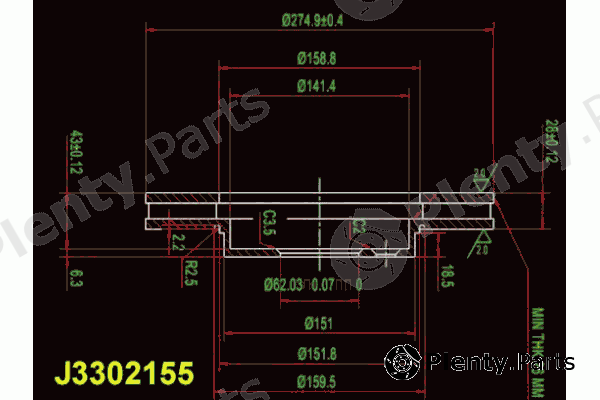  NIPPARTS part J3302155 Brake Disc