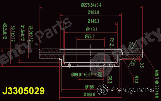  NIPPARTS part J3305029 Brake Disc