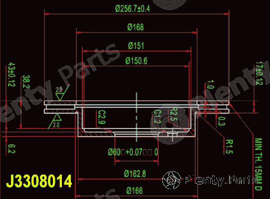  NIPPARTS part J3308014 Brake Disc