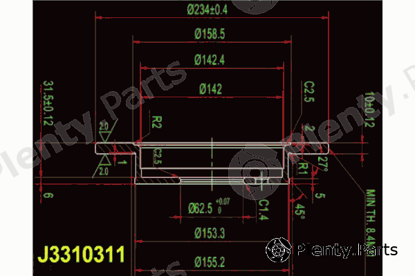  NIPPARTS part J3310311 Brake Disc
