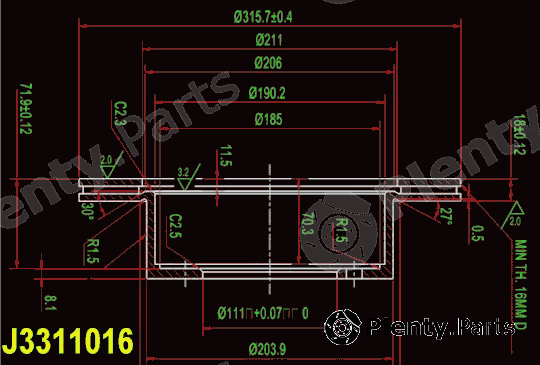  NIPPARTS part J3311016 Brake Disc