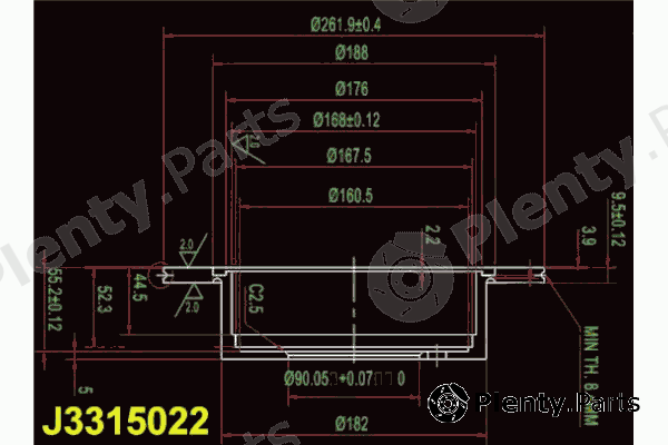  NIPPARTS part J3315022 Brake Disc