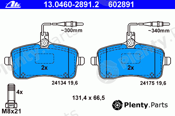  ATE part 13.0460-2891.2 (13046028912) Brake Pad Set, disc brake