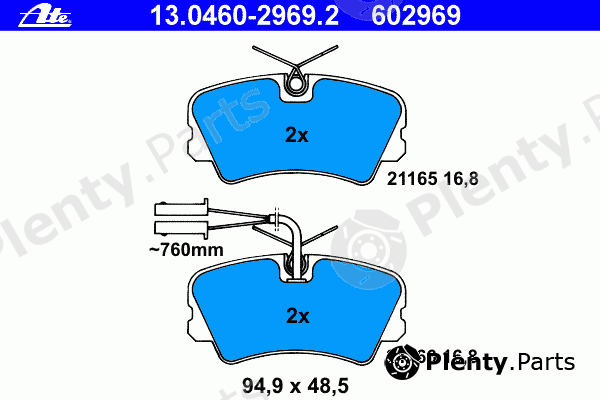  ATE part 13.0460-2969.2 (13046029692) Brake Pad Set, disc brake