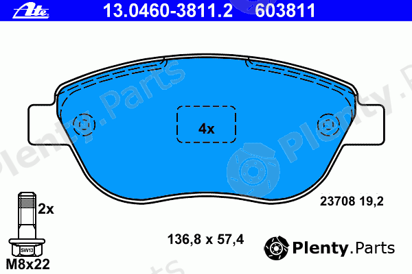  ATE part 13.0460-3811.2 (13046038112) Brake Pad Set, disc brake